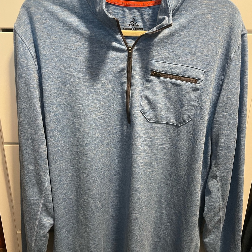 Prana Heather Blue Quarter-Zip Pullover